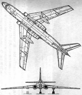 Схемы самолета Ту-104А и его модификаций